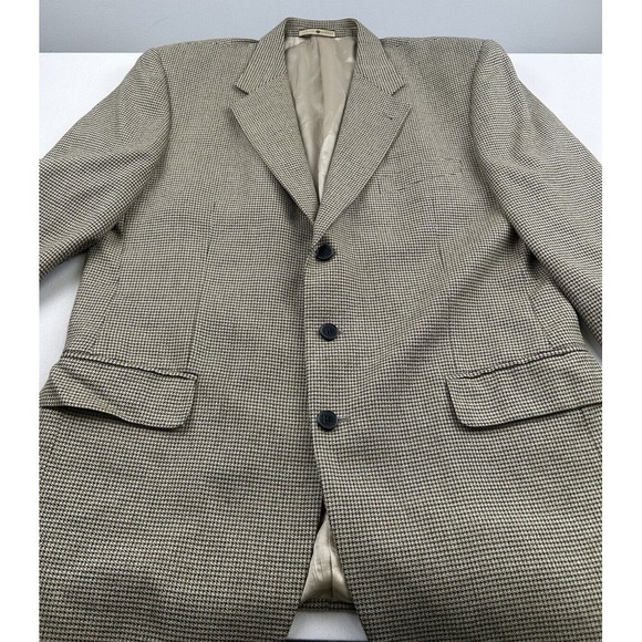 Joseph Abboud Sport Jacket Blazer Mens 42R Wool Silk Houndstooth Gold Black - Picture 2 of 16